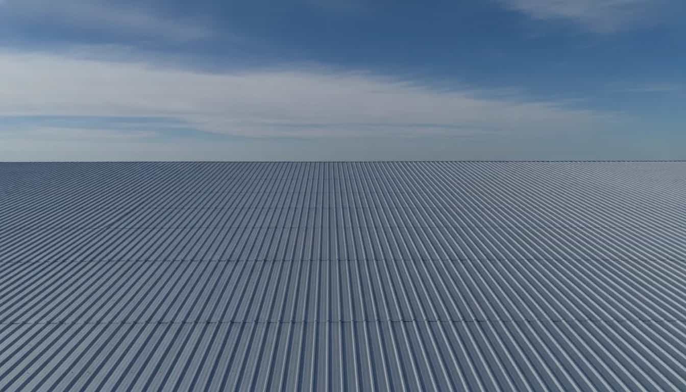 Illustrative representation of a commercial metal roof on a Colorado building
