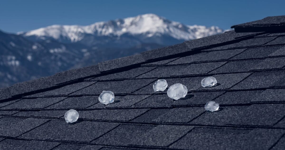 Class 4 impact-resistant asphalt shingle roof in Colorado with hailstones