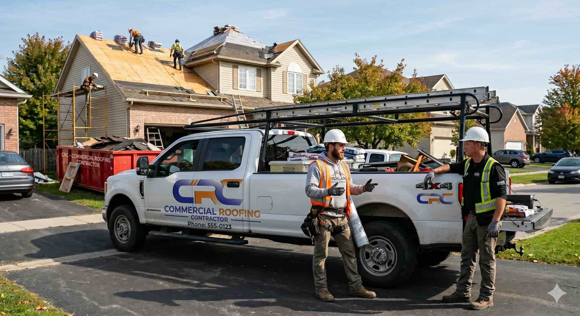 A Commercial Roofing Contractor crew installing a residential roof in the Denver, Colorado area