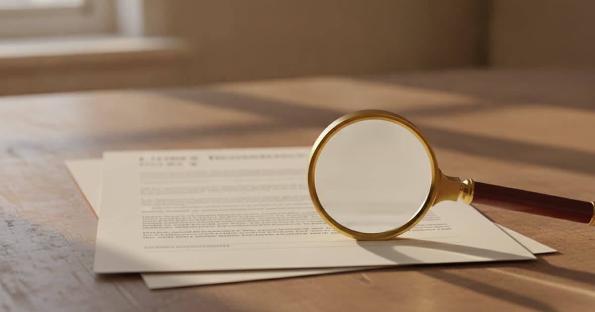 Illustrative representation of a home insurance policy and magnifying glass on a desk with a Colorado house in a hail storm through the window