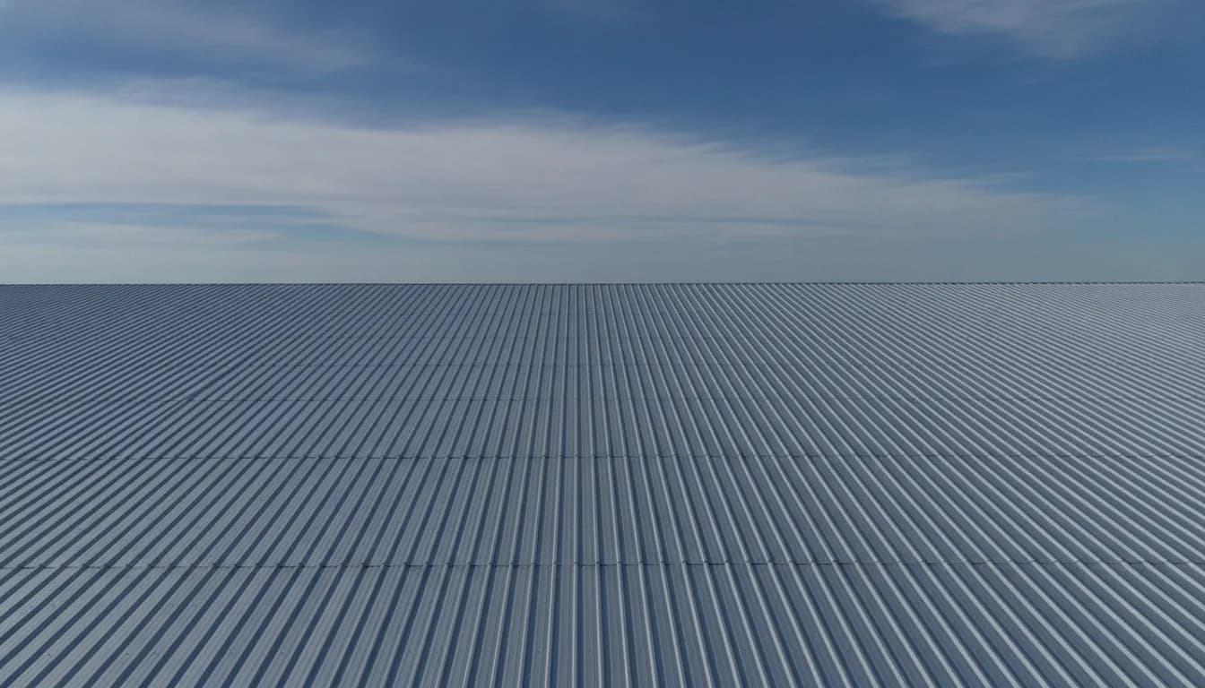 Illustrative representation of a commercial metal roof on a Colorado building