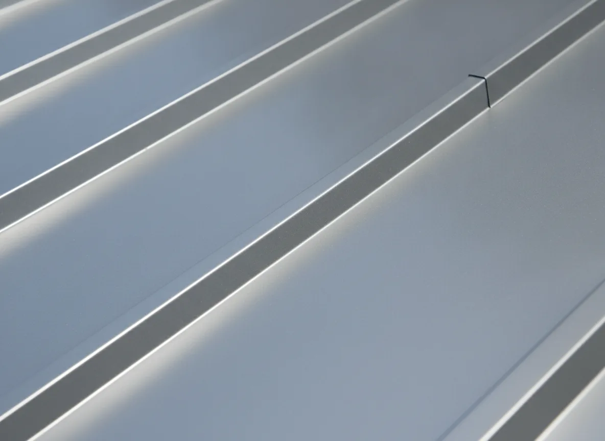 Illustrative material detail of standing seam metal roofing panel seams